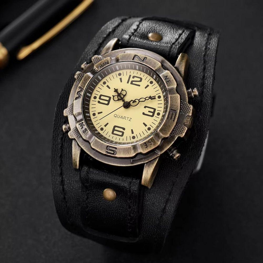 Cowhide Strap Cowhide Bracelet Watch Black Brown Watch Bracelet Leather Strap Watch Casual