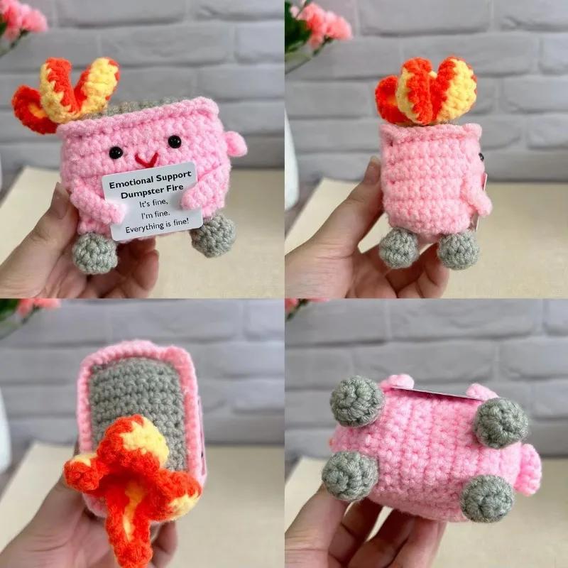 Crochet Dumpster Fire Emotional Support Dumpster Fire Support Coworker Positive Crochet Dumpster Fire Knitting Doll Toy Gifts