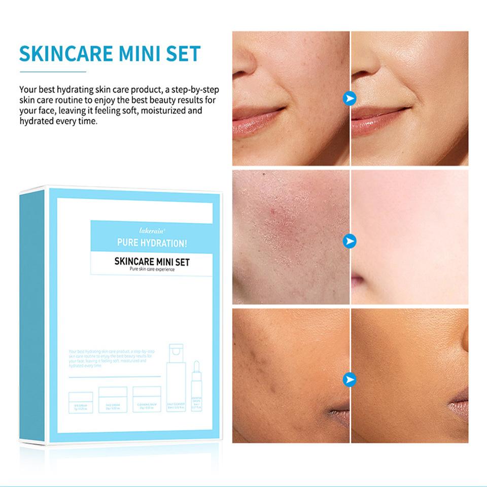 Hautpflege Mini-Set Reiniger Make-up Entferner Feuchtigkeitscreme & Augencreme zur Hydratisierung der Haut Flugzeugfreundliche Größen Hautpflegeset Anti-Falten Hautpflege