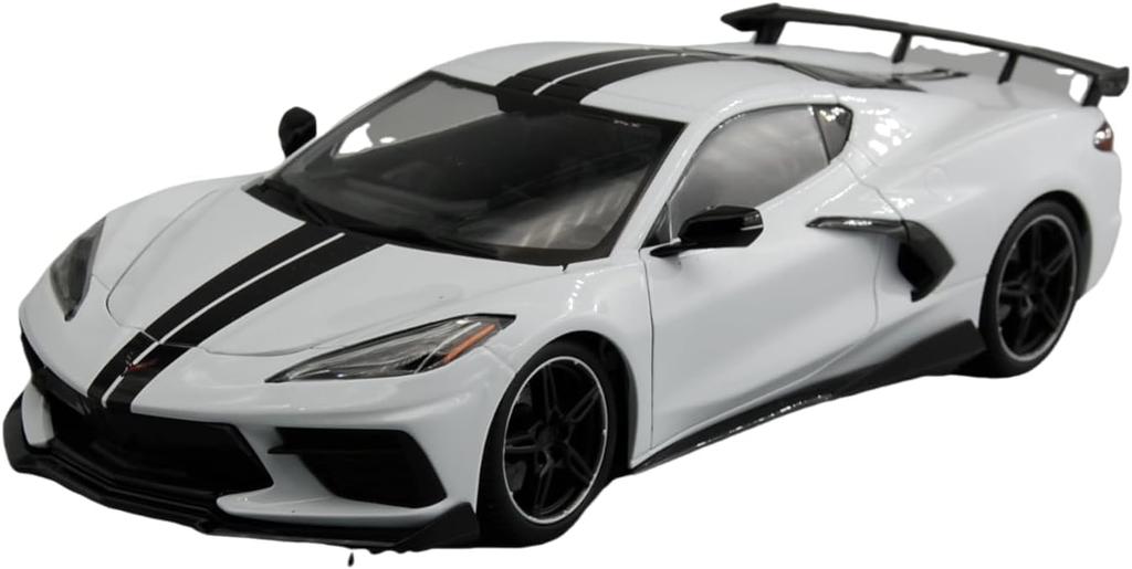Maisto 2020 Corvette Stingray Coupe C8 White 1/18 Scale Special Edition Model with Display Base, Opening Doors, and Working Suspension