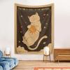 Arazzo Gatto Boho Vintage Poliestere Appeso a Parete Rétro Celeste Sole Gatto Arazzo per Decorazione Camera da Letto