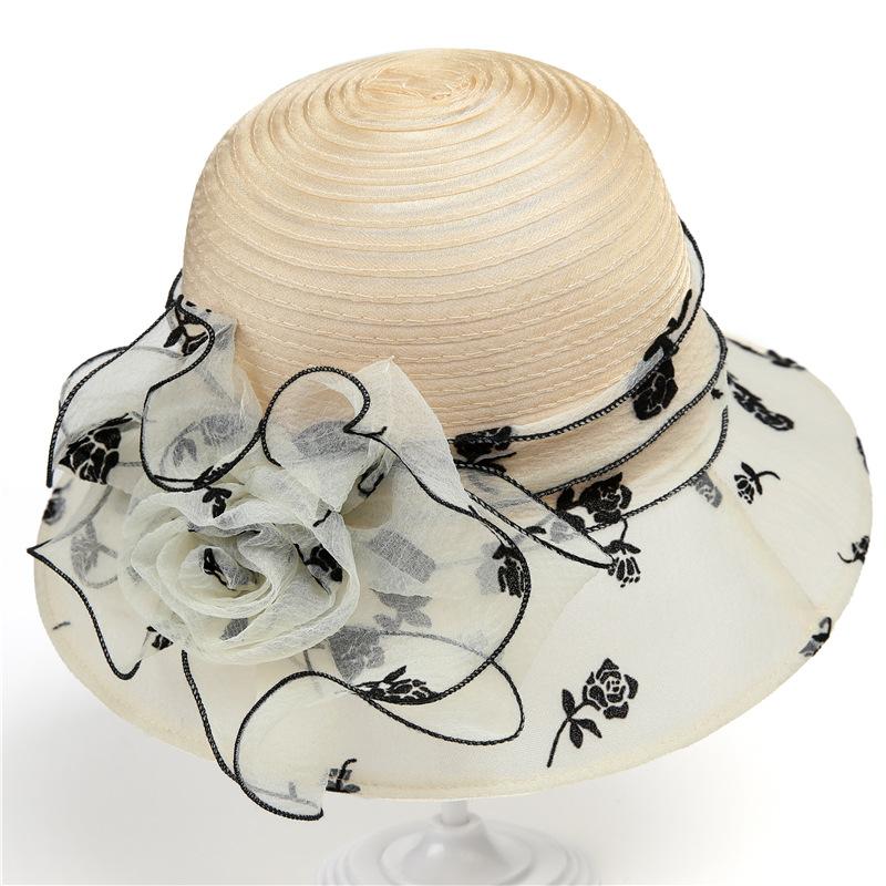 Elegant temperament organza hat women's spring summer cool hat bucket hat versatile top hat sun hat