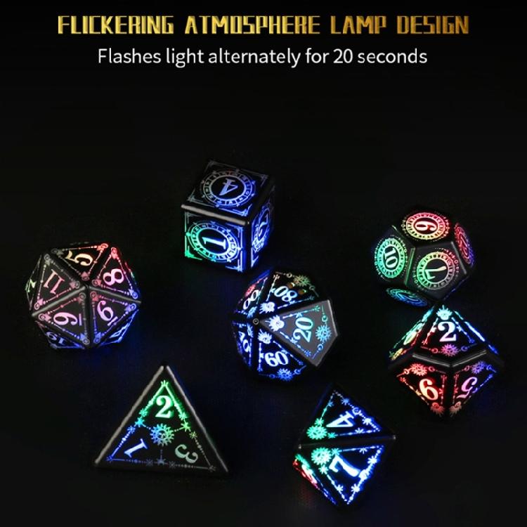 7 Pcs Polyhedral Dices Rechargable LED Dices Role Playing Game Accessories