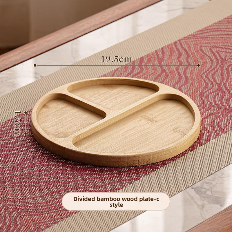 1pcs Wooden Compartment Tray for Boiling Tea Snack Plate Home Living Room Nut Candy Fruit Serving Dish Solid Wood