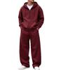 American Fashion Solid Color Zipper Hoodie and Wide Leg Pants Casual Set