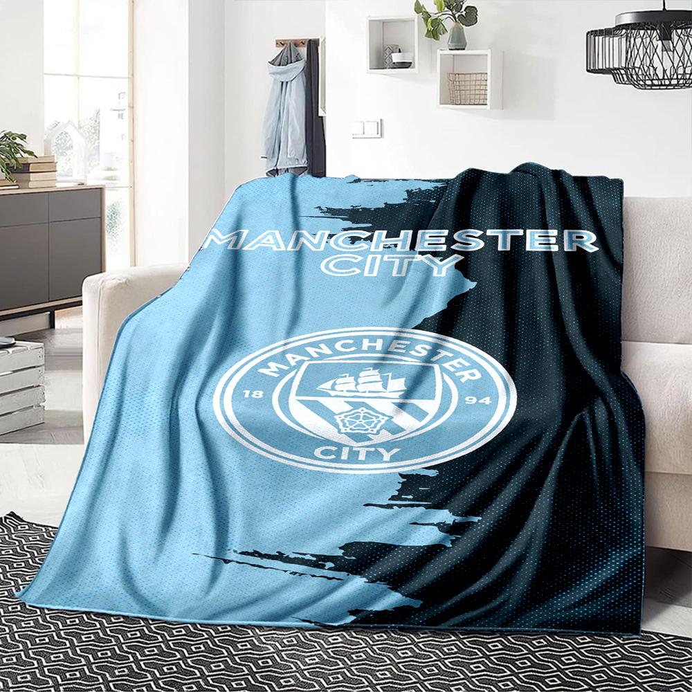 Manchester City Wappen Decken Flanell Bedruckt Atmungsaktiv Warm Überwurfdecke für Zuhause Büro Bettwäsche 0708a9