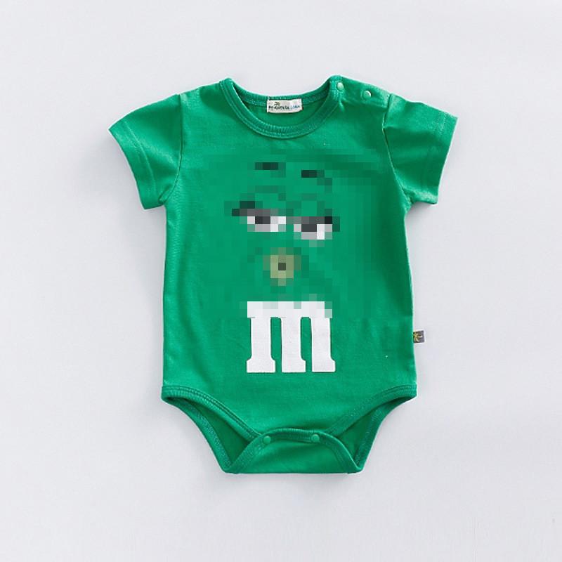 Baby Cotton Short Sleeve Romper For Newborns With Solid Color And Letter Print Design