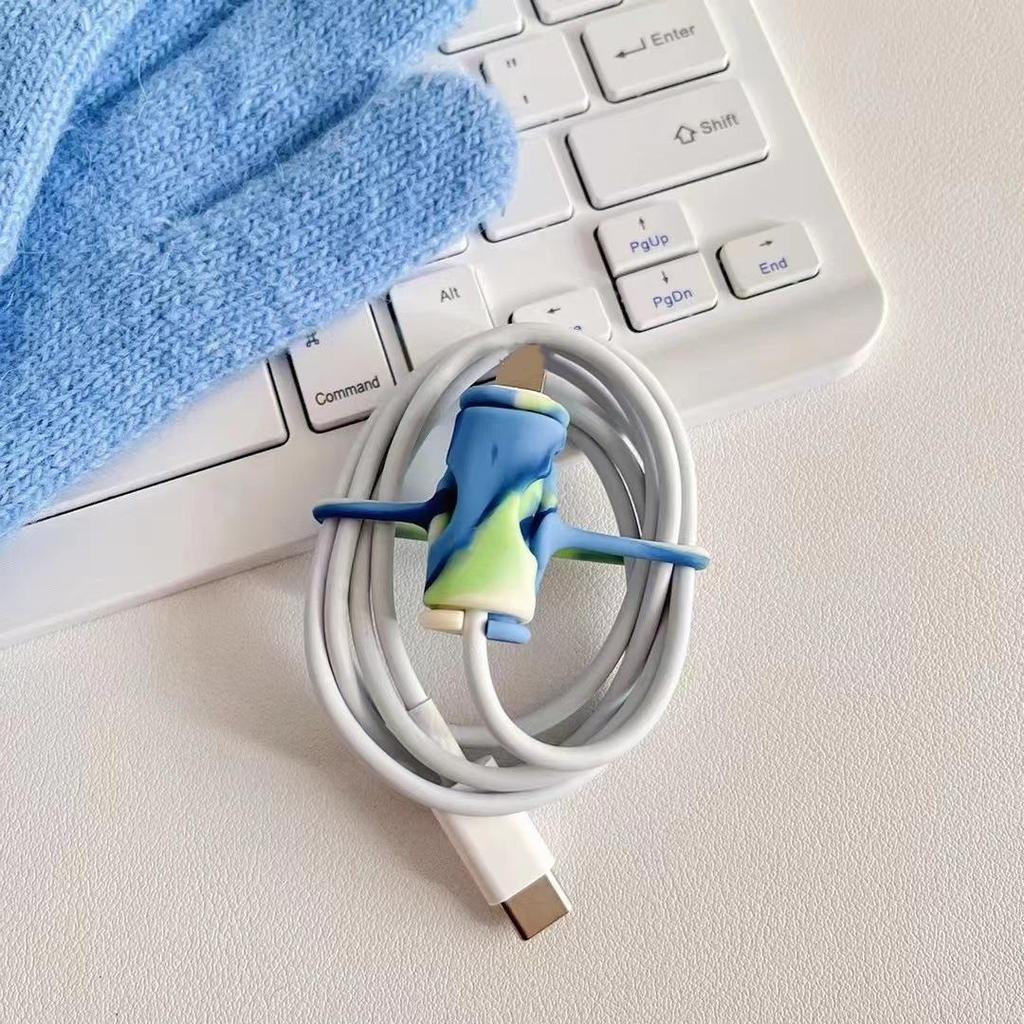 2 In1 Data Cable Protector Storage, Cute Silicone Charging Data Cable Winder, Mobile Phone Charger Data Cable Anti-Break Protection Storage Tool