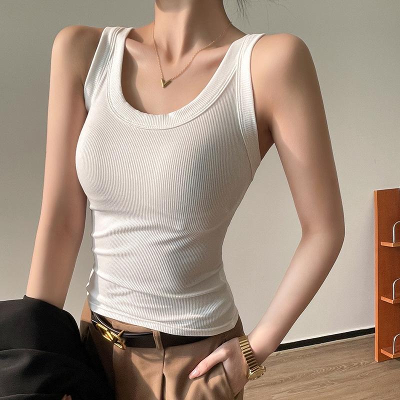 Summer Modal Threaded Knitted Bottoming Vest for Women with Spring and Autumn Sexy Tops Under Suits