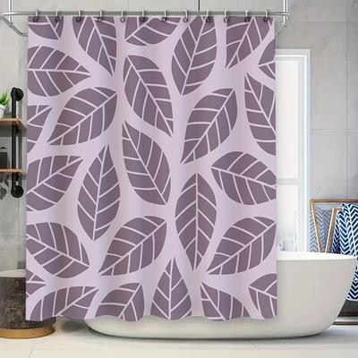 Leaf Pattern Shower Curtain: Lavender Color Waterproof Bathroom Decor Size Customizable for Home Decoration Supplies Accessories