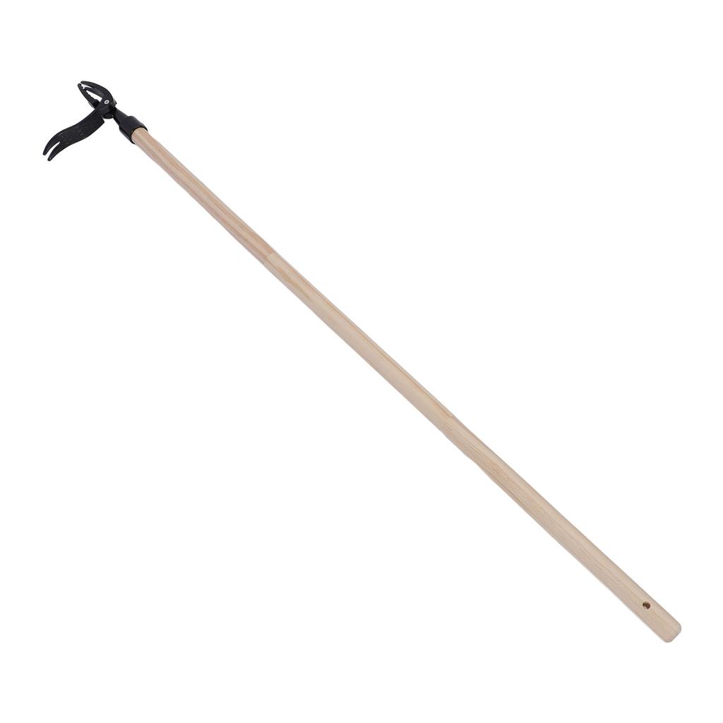 Stand Up Weed Puller Tool with Wood Long Handle Garden Hand Weeding Tool Aluminum Alloy Claw