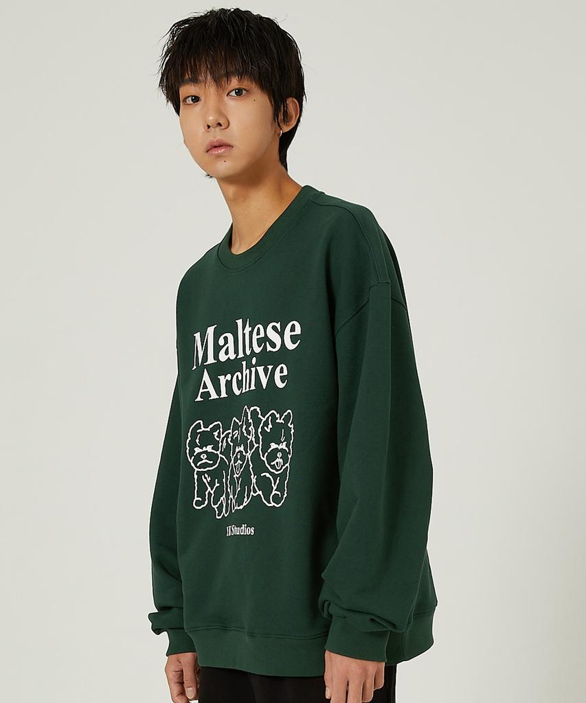 WAIKEI Maltese Archive Line Graphic Sweatshirt Green