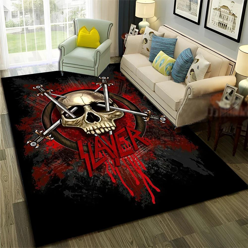 Rock Slayer Heavy Metal Band Carpet Rug for Home Living Room Bedroom Sofa Doormat Decor,kids Play  Area Rug Non-slip Floor Mat