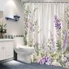 1pc Serene Spring Floral Shower Curtain - Lavender Hydrangeas,White Lilacs & Purple Foxgloves,Beige Background,Durable Polyester