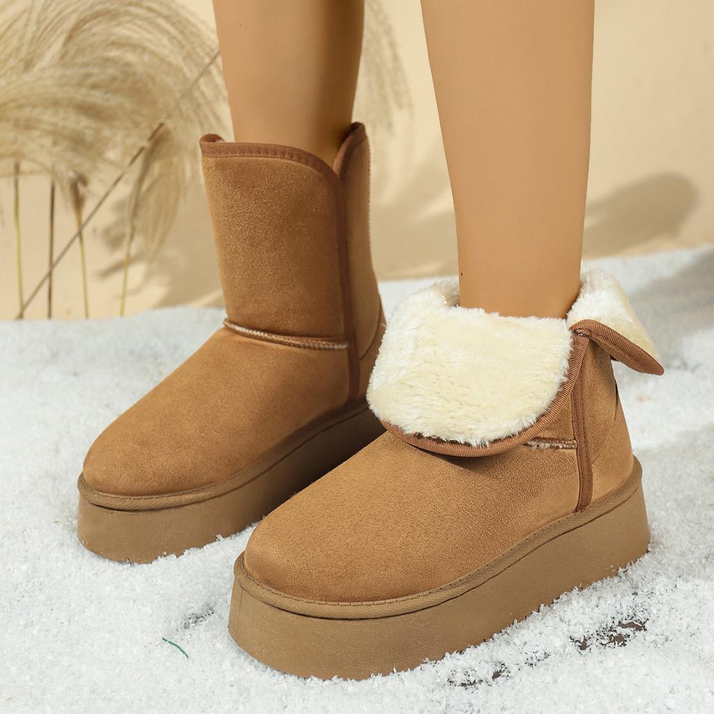 Thick-soled height-increasing snow boots for women 2026 winter new style fleece and thickened warm cotton shoes