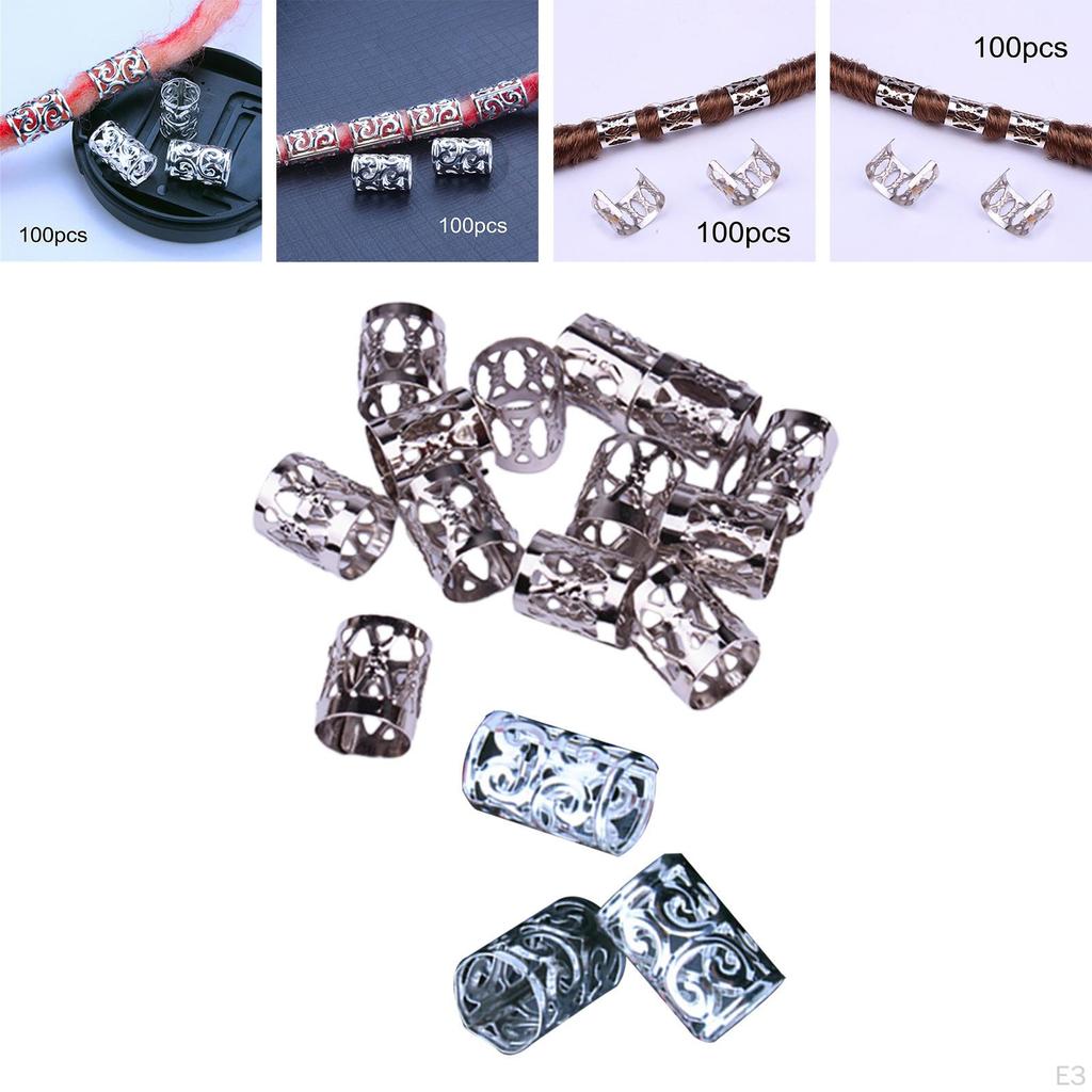 Coleção de Argolas de Cabelo para Tranças e Dreadlocks - Pacote com 100