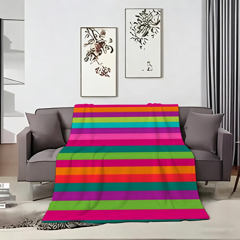 Artistic Pattern R-Rainbow Stripes Throw Soft Warm Throw Blanket for Bedroom Living Room Bed Travel Camping Picnic Gift