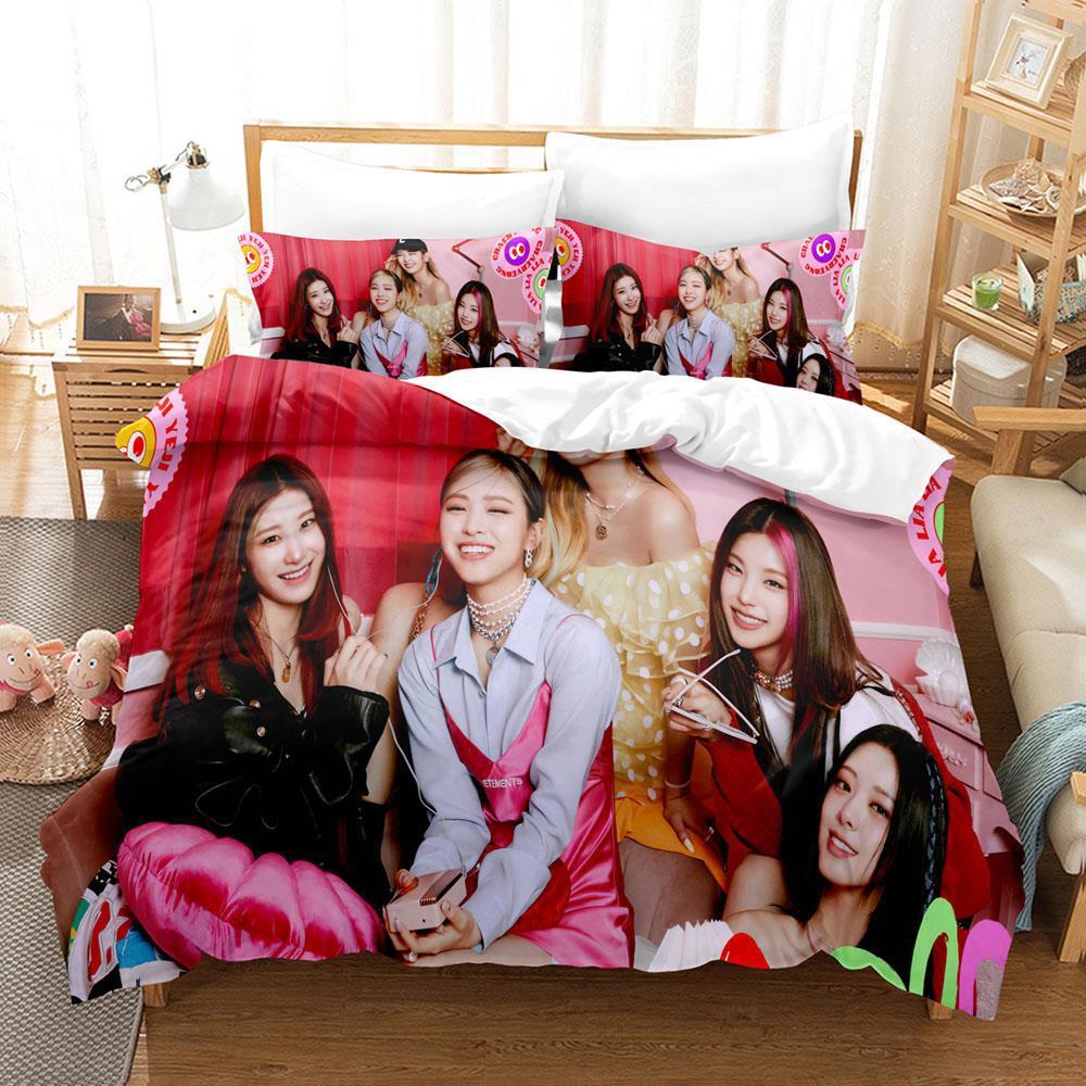 Kpop Group ITZY Bedding Set Boys Girls Twin Queen Size Duvet Cover Pillowcase Bed Kids Adult Fashion Home Textileextile