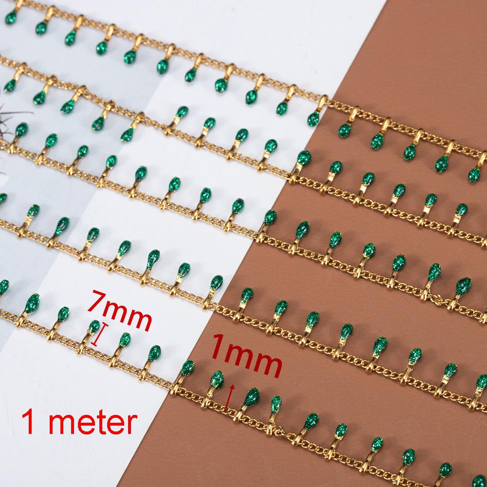 

2Meters 1Meter Stainless Steel Enamel Bead Chain Colorful Charms Pendant Chain for Necklace Bracelet Jewelry Making DIY Supplies