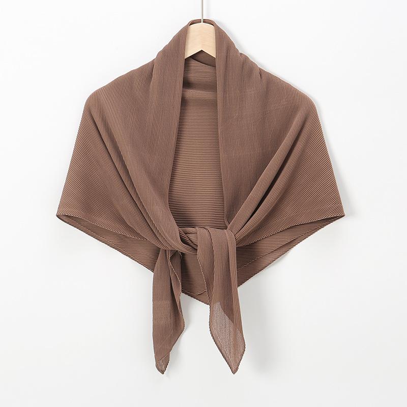New hot-selling chiffon crumpled square scarf, solid color fashionable pleated shawl bag head multi-purpose yarn scarf
