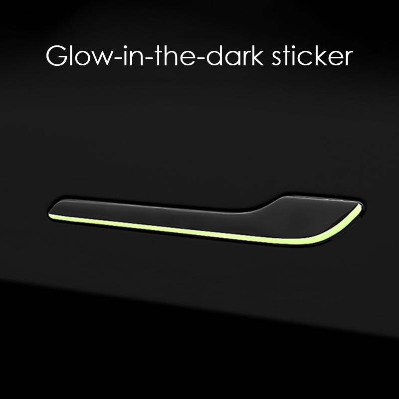 Door Handle Protective Stickers for Tesla Model 3/Y 2021-2025 Accessories Anti-Scratch Glow-in-the-Dark Decals Door Decoration