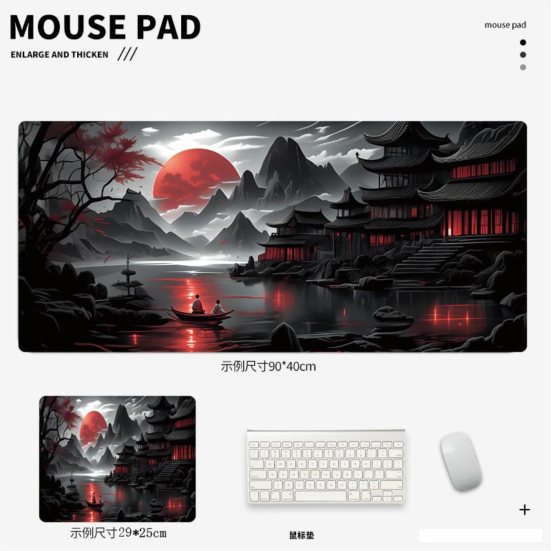 Mouse pad Chinese style landscape moonlight large size desk mat cool mousepad x antislip esports learning  gamer desktop