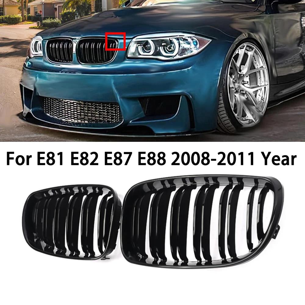 

For BMW E81 E87 E82 E88 128i 130i 135i car front bumper kidney grille racing grilles glossy black double slat grill 07-11