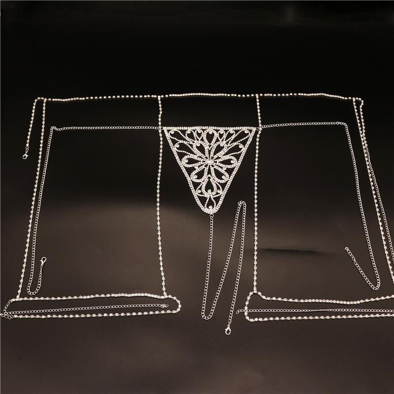 Sexy Body Chain Diamond Thong Waist Chain, Luxury Rhinestone Bikini Set Body Chain