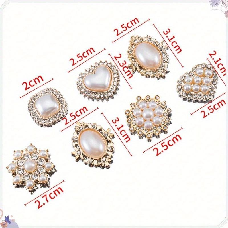 Heart-Shaped Rhinestone & Faux Pearl Decor Home Clothing Accessories DIY Jewelry Making Supplies