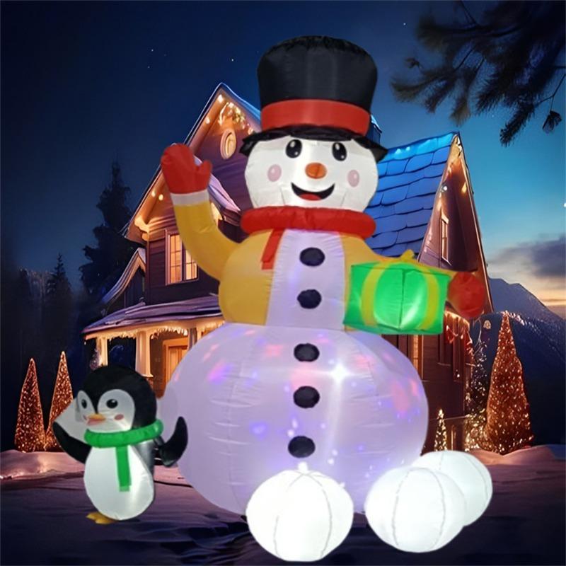 Inflatable Toy Penguin Snowball Snowman Christmas Inflatable Model Luminous Inflatable Model Christmas Atmosphere Decor Model