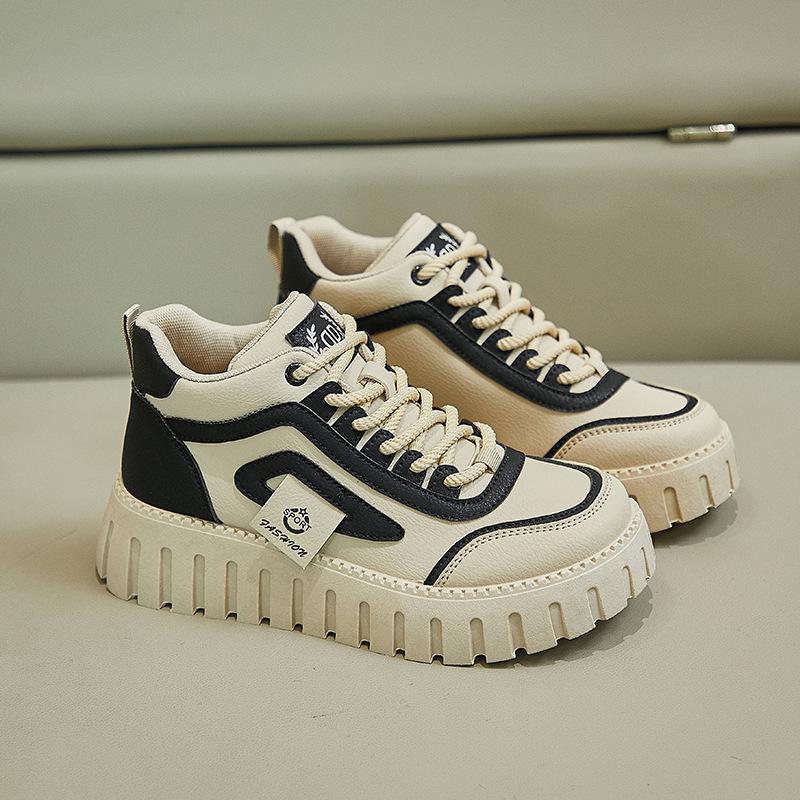 2025 Spring Korean Style Women's High-Top White Sneakers with Thick Soles - Street Style KT12261.