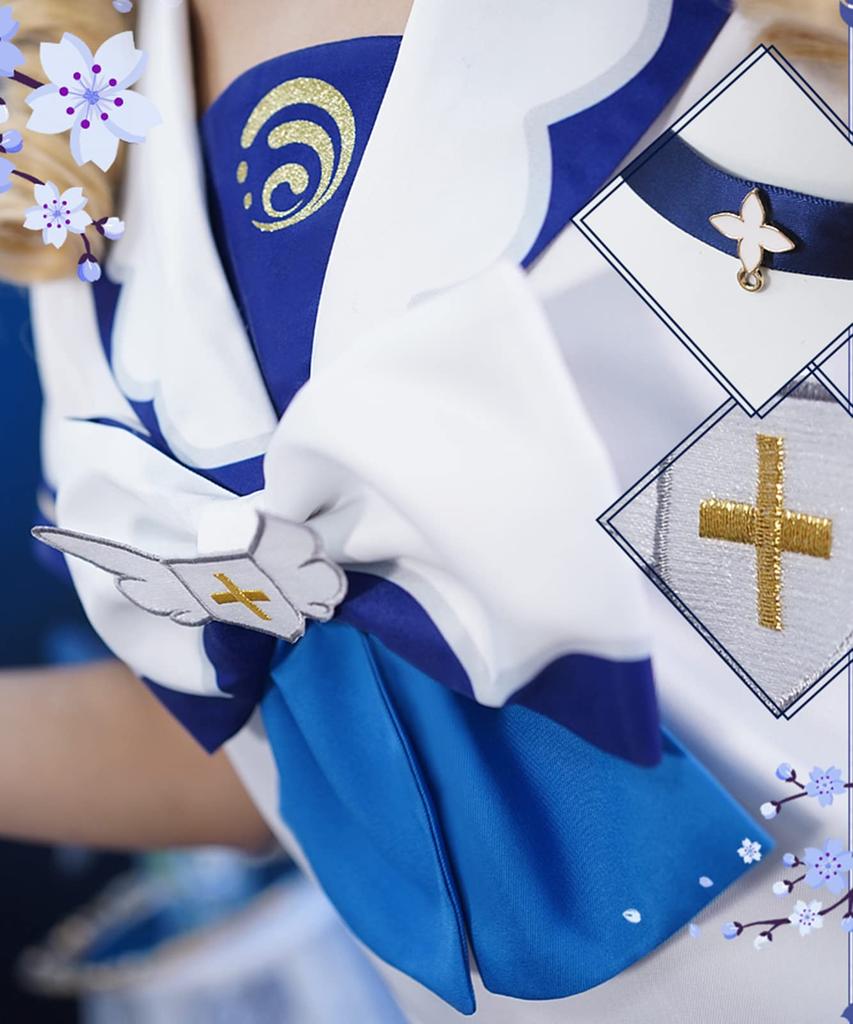 [Milky Time] Genshin Impact Barbara Cosplay Short Sleeve Sailor Uniform with Wig, Halloween