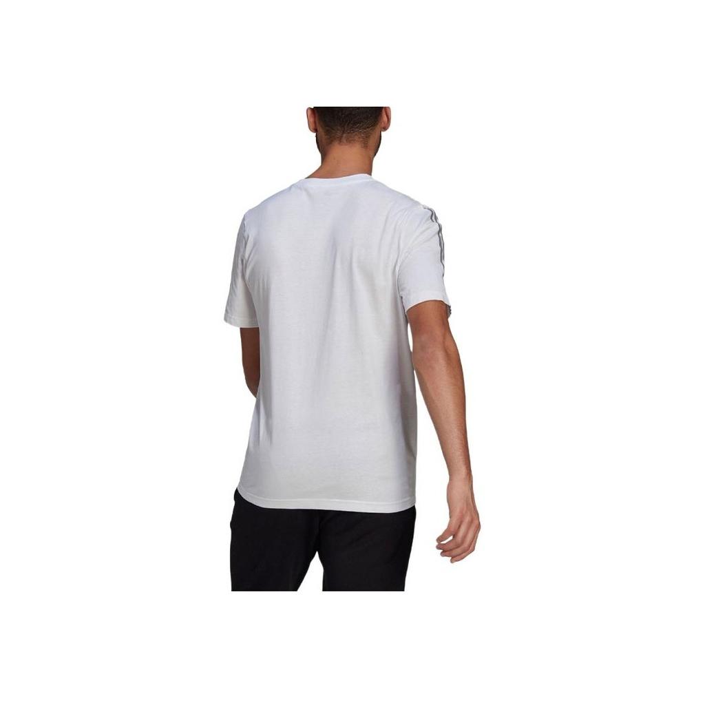 Adidas Pure Color Striped Logo Print Short Sleeve T-Shirt Men Tops White GK9431