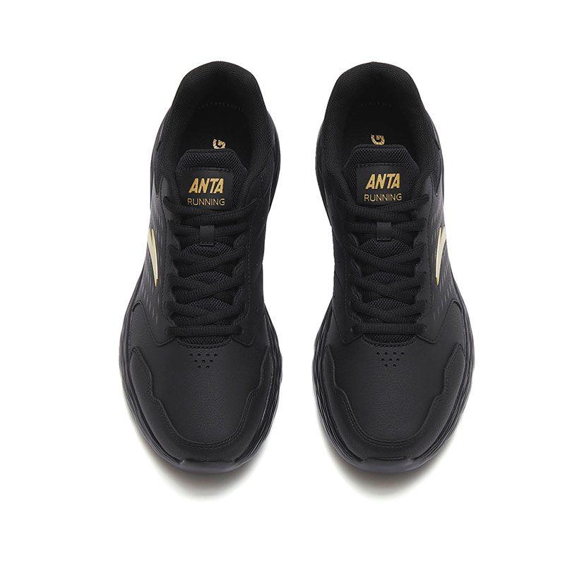 Anta Cushioning Slip Resistant Abrasion Resistant Low top Casual Running Shoes Men's Black Gold 912355592-8