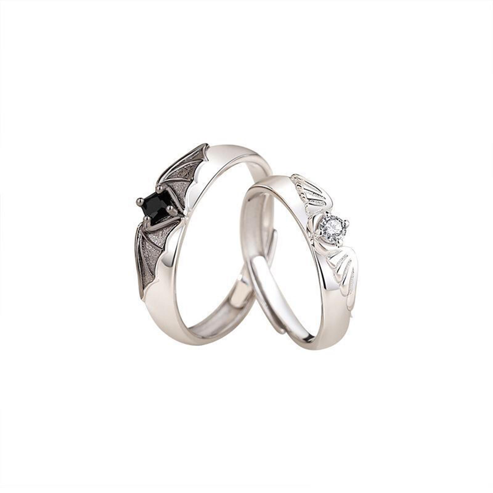 

Angel and Devil Matching Rings for Women Men Open Adjustable Couple Friendship Stackable Ring Set Simple Ring Jewelry 1