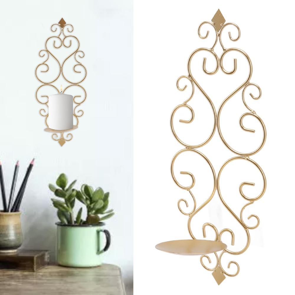 14.96x5.51x4.33 in Gold Tone Candlestick Golden Wall Candle Decor Living Room
