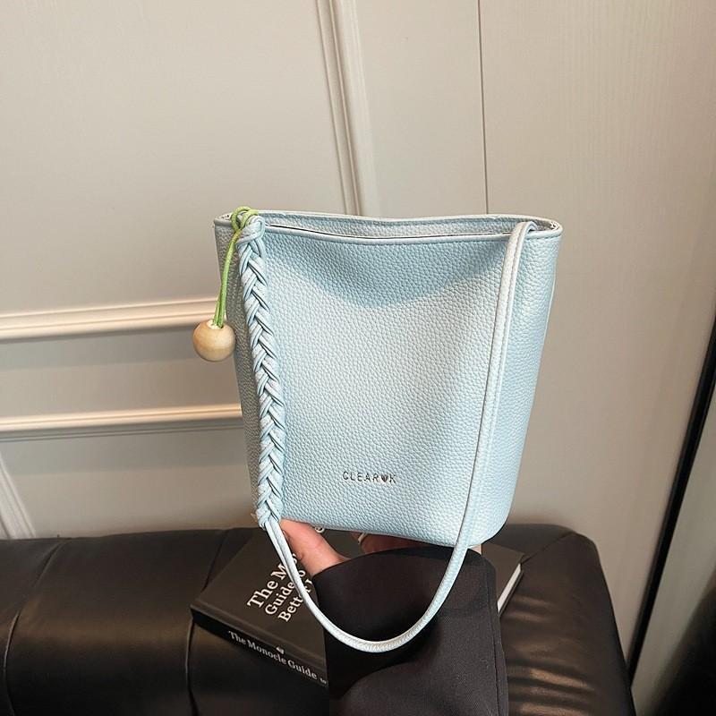 

Simple Color Solid Women Single Shoulder Crossbody Bag Woven Shoulder Strap синий