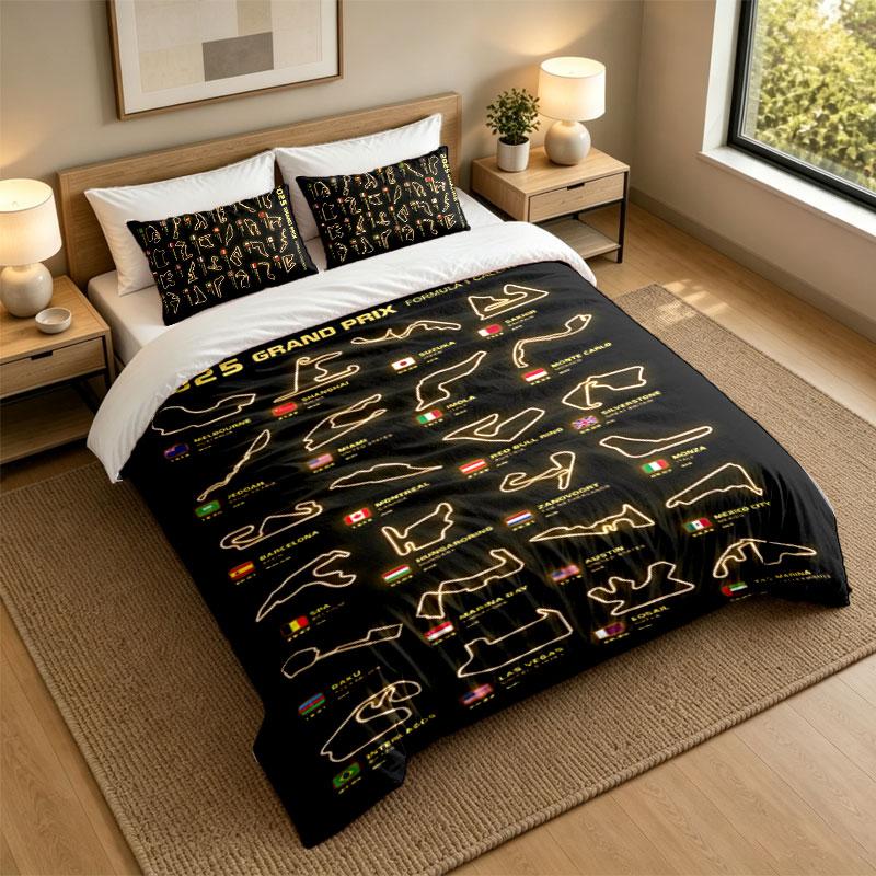 3Pcs Bedding SetFormula 1 Soft Bed Sheet and Two Pillowcases Home Bedroom Decor