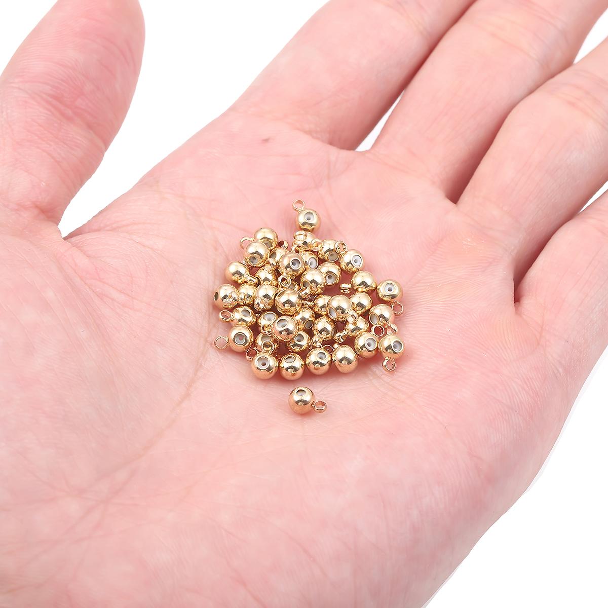 

10 шт., бусины-слайдеры из нержавеющей стали, круглые бусины с резиновой прокладкой для изготовления ювелирных изделий, аксессуары 4mm золотой