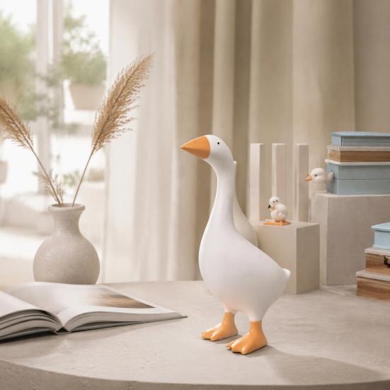Compact Key Storage Tool Magnetic Goose Holder, Resin Statue for Entryway Decor, Cute Animal Organizer Desktop Ornament with Mouth Metal And