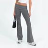 Women's Fashion Drawstring Solid Colour Mid Waist Skinny Flared Pants High Stretch Casual Pants