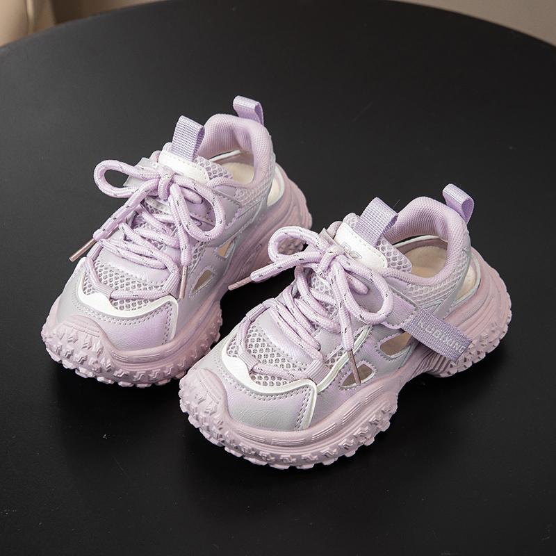 

Дитяча мода літня дихаюча повсякденне взуття діти бігові спортивні студенти дівчата трендові зручні кросівки для спортзалу 37 фіолетовий