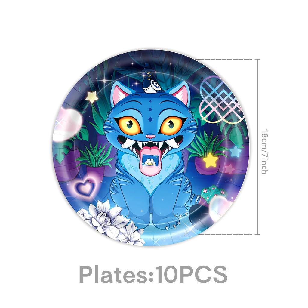K-pop Demon Hunters Derpy Tiger Celebration Disposable Tableware Blue Collection Present Tablecloth Banner Xmas Birth Date Celebration Supplies