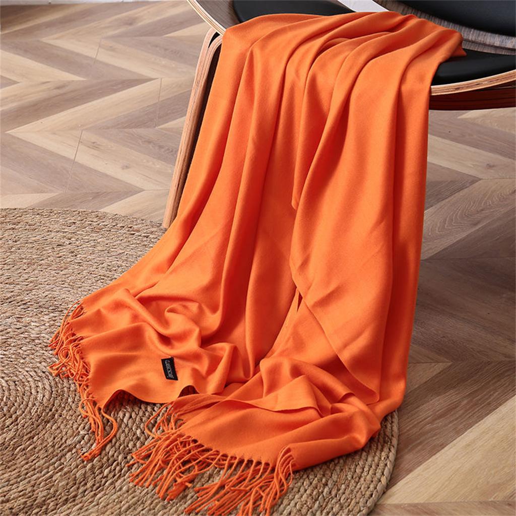 180*70Cm Solid Color Soft Women Scarf Cashmere Lady Shawl Wrap Autumn Winter Pashmina Unisex Female Hijab Headband Free