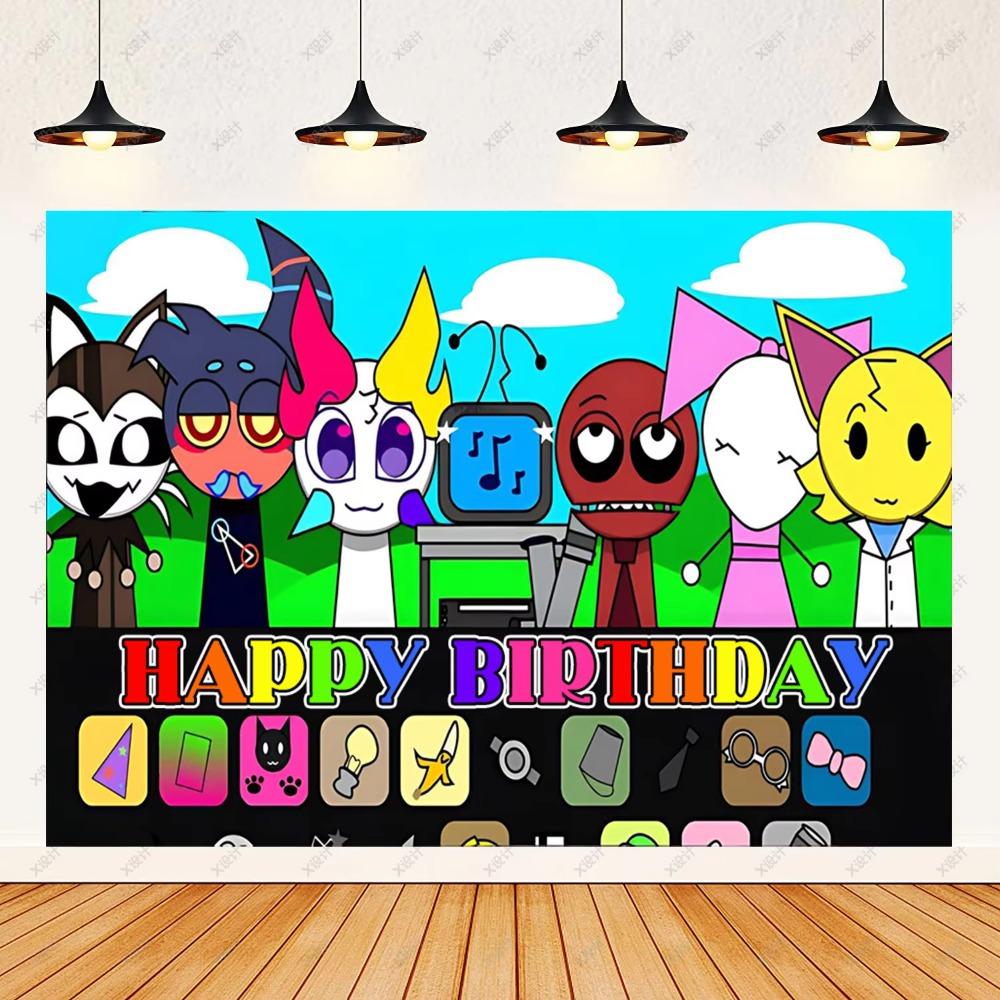 Hot Game-Incredibox Sprunki Kids Birthday Party Balloon Banner Background Cake Topper Decoration Baby Boy Party Supplies Gifts