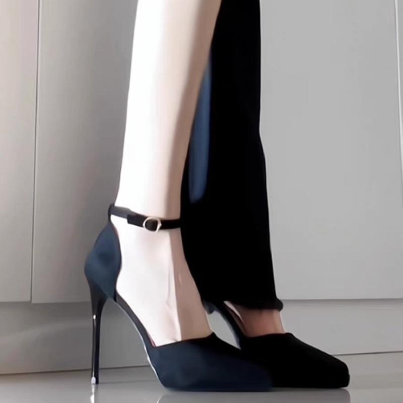 Fashion 2025 New Fashion Small Size To Black Heels Pointed Hollow High Heels Slim Heel Summer Sandals Shoes Women Single Shoes