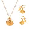 Starfish and Seashell Necklace Stylish Pendant Earrings Gold Sea Theme Jewelry Titanium Steel Texture for Any Occasion