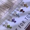 S925 Silver Brushed Bow Necklace Women's Light Luxury Tassel Natural Crystal Stone Pendant Premium Sense Clavicle Chain Gift
