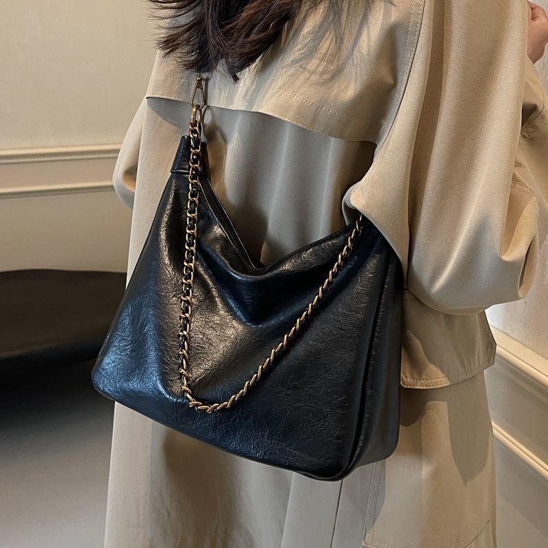 Spacious Simple Stylish Chain Single Shoulder Underarm Bag Fall Winter New Style Vintage Unique Slant Bag for Work