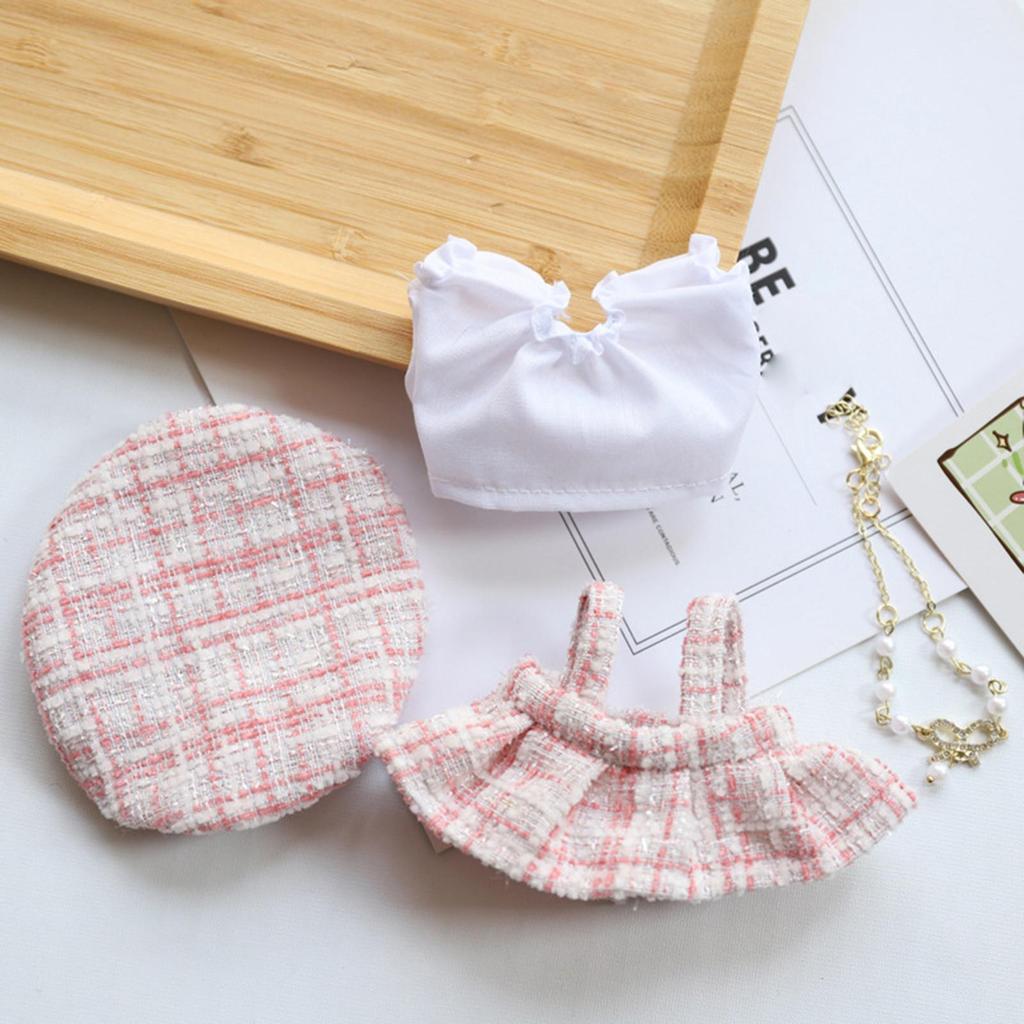 4 Pieces 17cm Mini Doll Clothes Set Cute Suit Costumes Clothing Girl Outfits for Labubu Doll